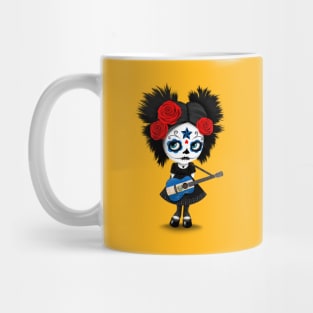 Sugar Skull Girl Playing Salvadorian Flag Guitar Mug